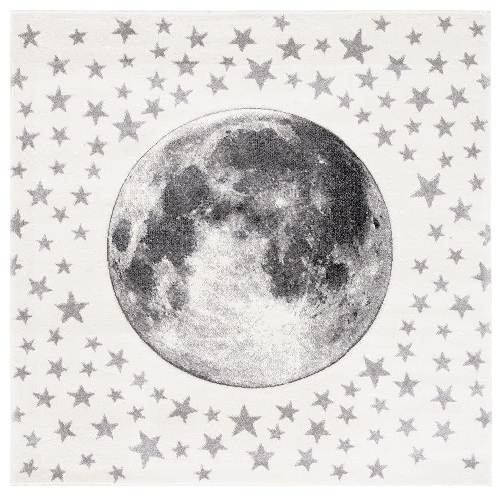 Safavieh Carousel Kids Collection CRK135A Rug, Ivory/Grey, 6'7" X 6'7" Square