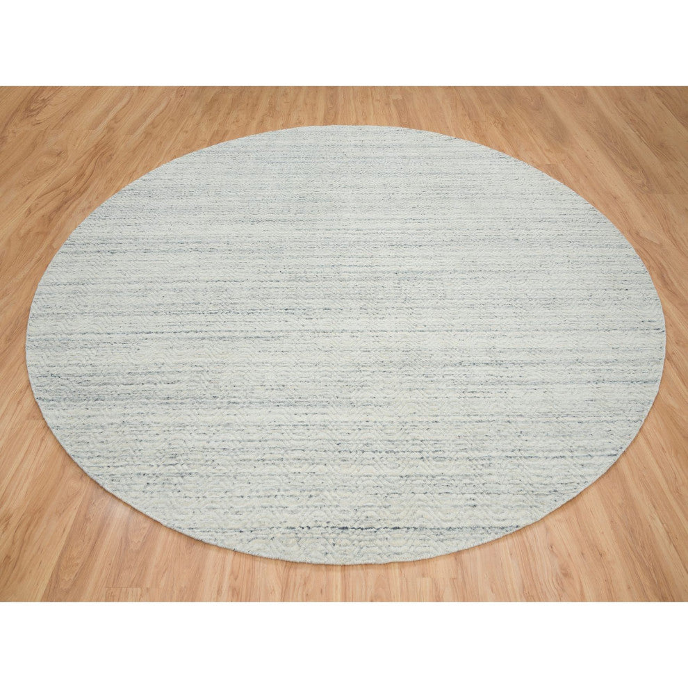 Beige, Organic Wool Modern Design, Hand Loomed, Round Rug, 11'9"x11'9"