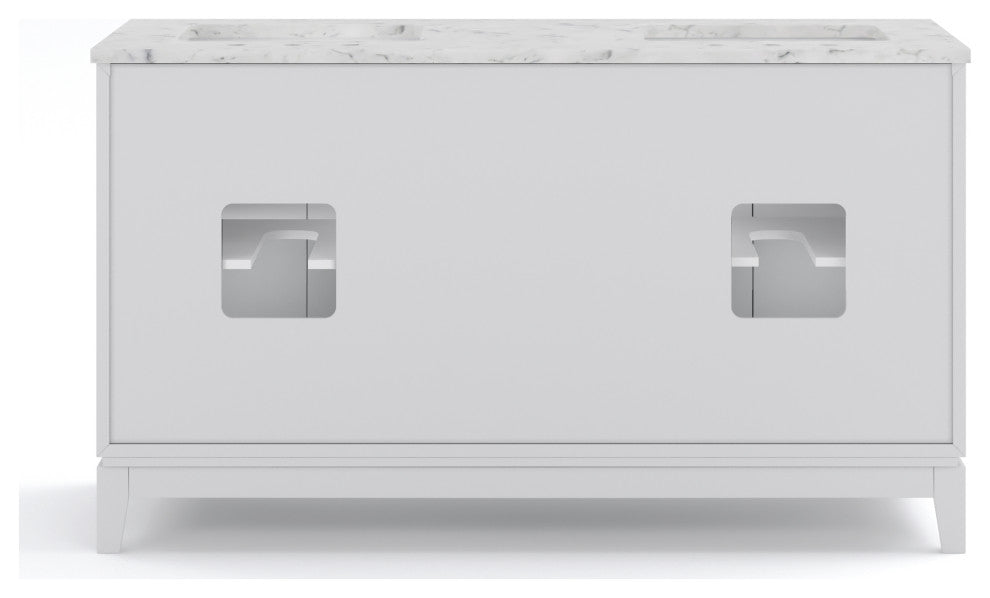 Elizabeth 60" Double Sink Carrara White Marble Vanity, Pure White
