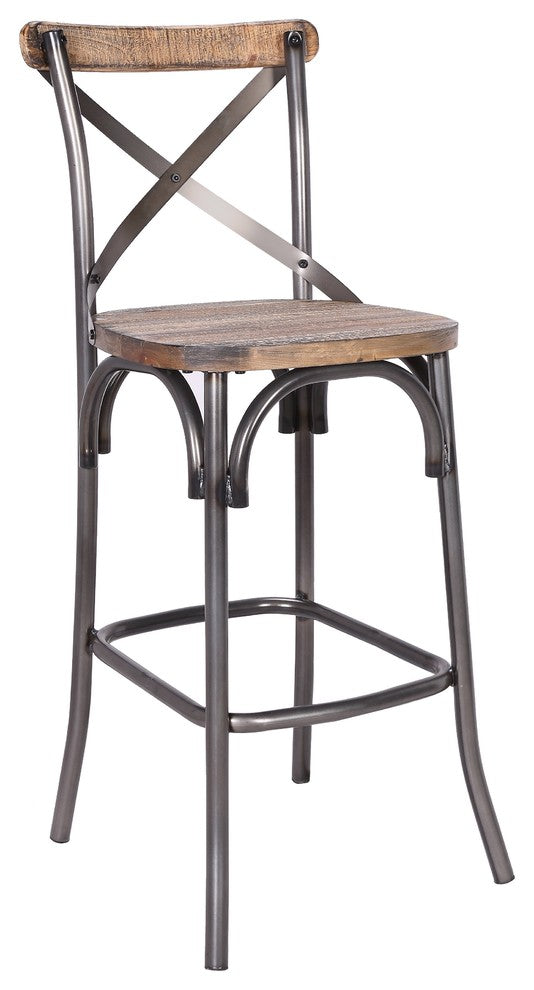 Rhodes Barstool Matt Gunmetal With Walnut Wood Seat