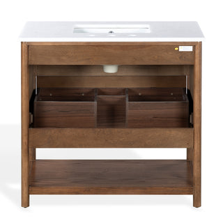 Safavieh Couture Jaylessa Vanity, Medium Oak/White, 36In