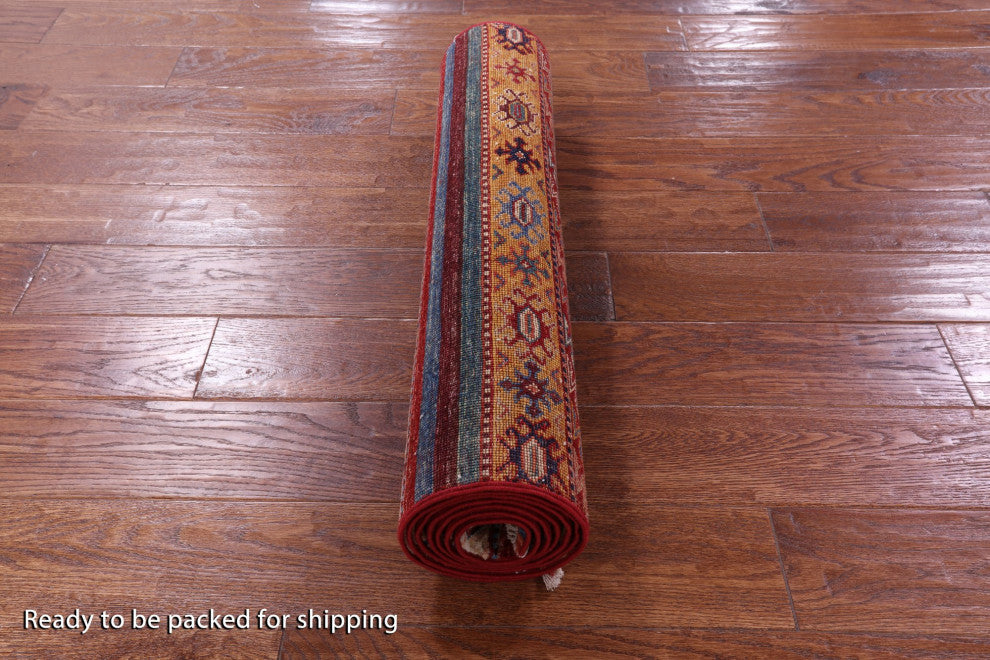 Super Kazak Khorjin Handmade Wool Runner Rug 2' 6" X 8' 1" Q11005