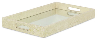 Labai Faux Shagreen, Mirrored Tray, White Gold