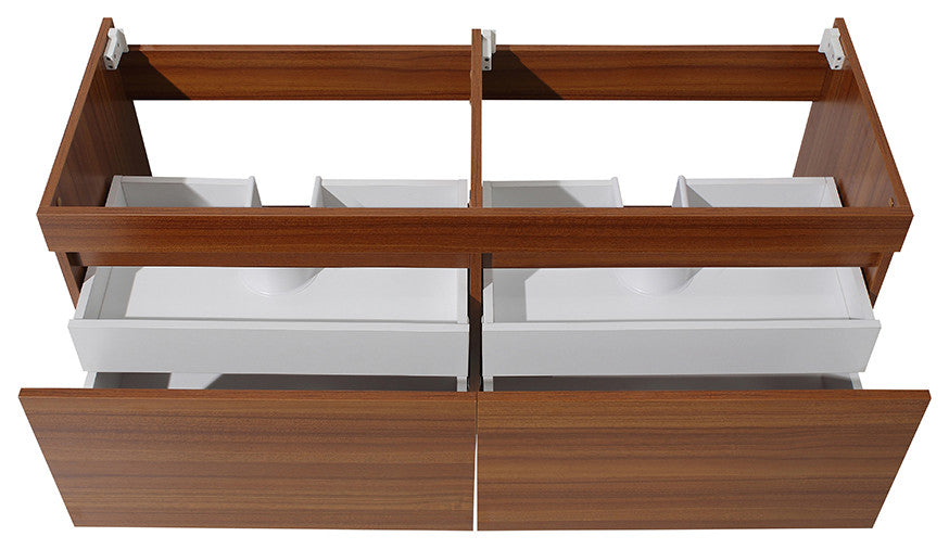 Fresca Mezzo 60" Teak Wall Hung Double Sink Cabinet