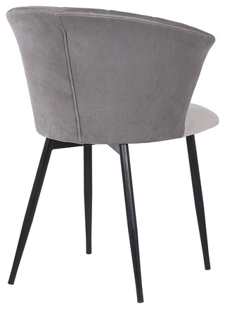 Lulu Contemporary Dining Chair in Black Powder Coated Finish and Grey Velvet