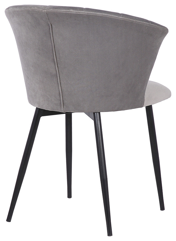 Lulu Contemporary Dining Chair in Black Powder Coated Finish and Grey Velvet
