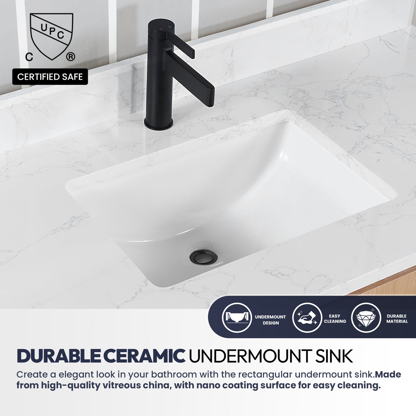 San Bath Vanity with Stone Top, Fir Wood Brown, 60" Double Sink, Double Vanity, No Mirror