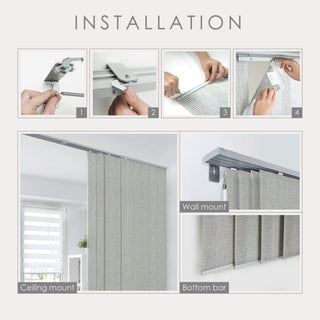 Adjustable Sliding Panel Track Blind 45.8"-86" W x 96" L, Zen, Pecan
