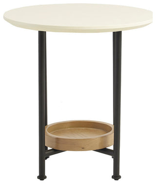 Madison Park Beaumont White Oval Coffee Table With Wood Base Shelf, End Table