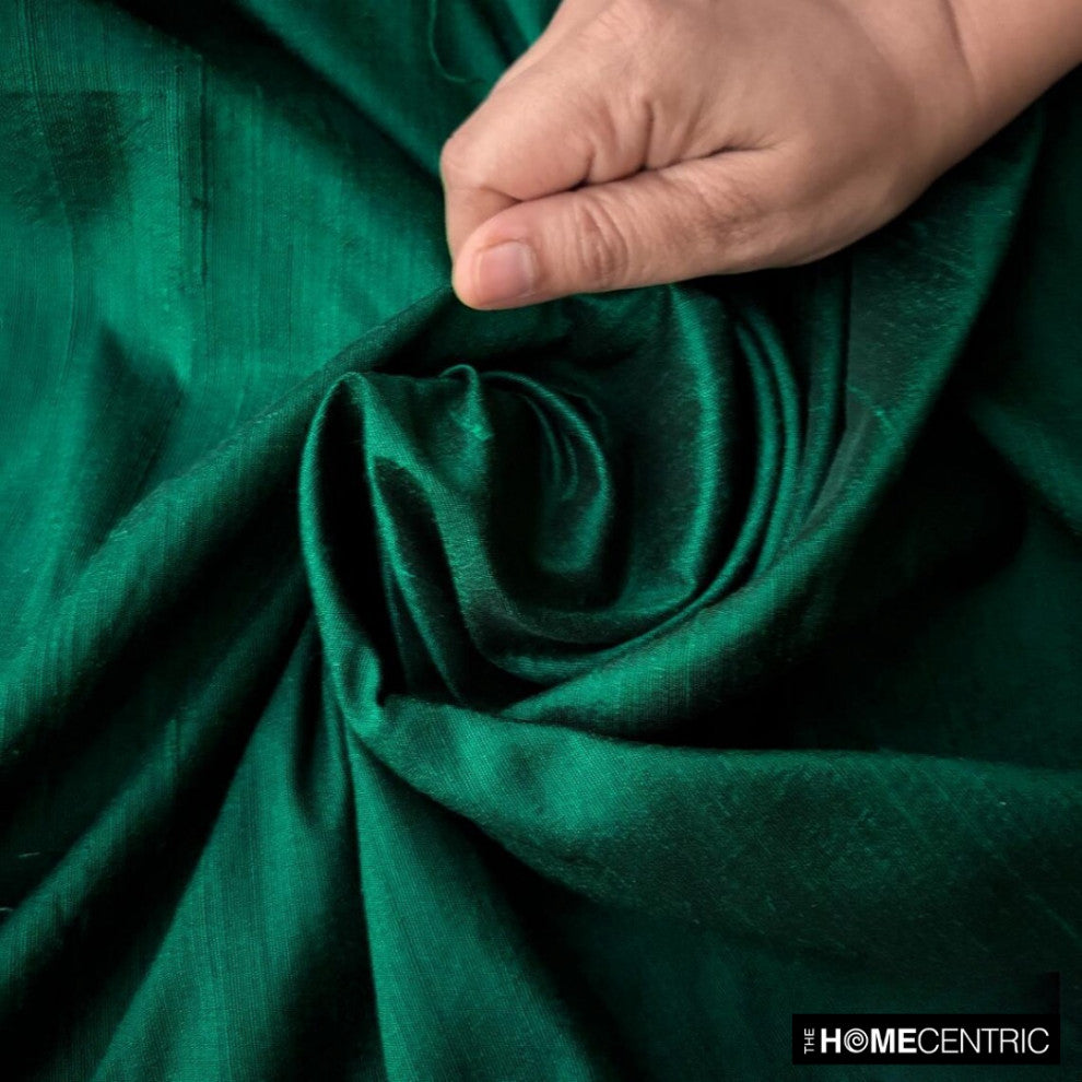 Dark Green Silk Dupioni Fabric By The Yard, 4 Yards For Curtain, Dress Wholesale