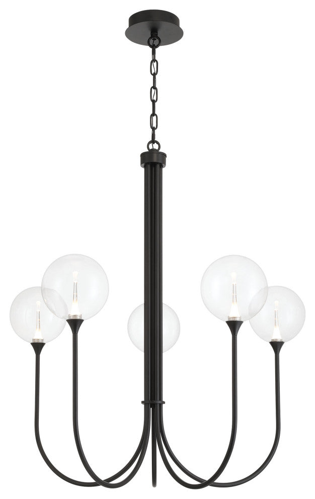Iissa 5L 34" Black Clear Chandelier
