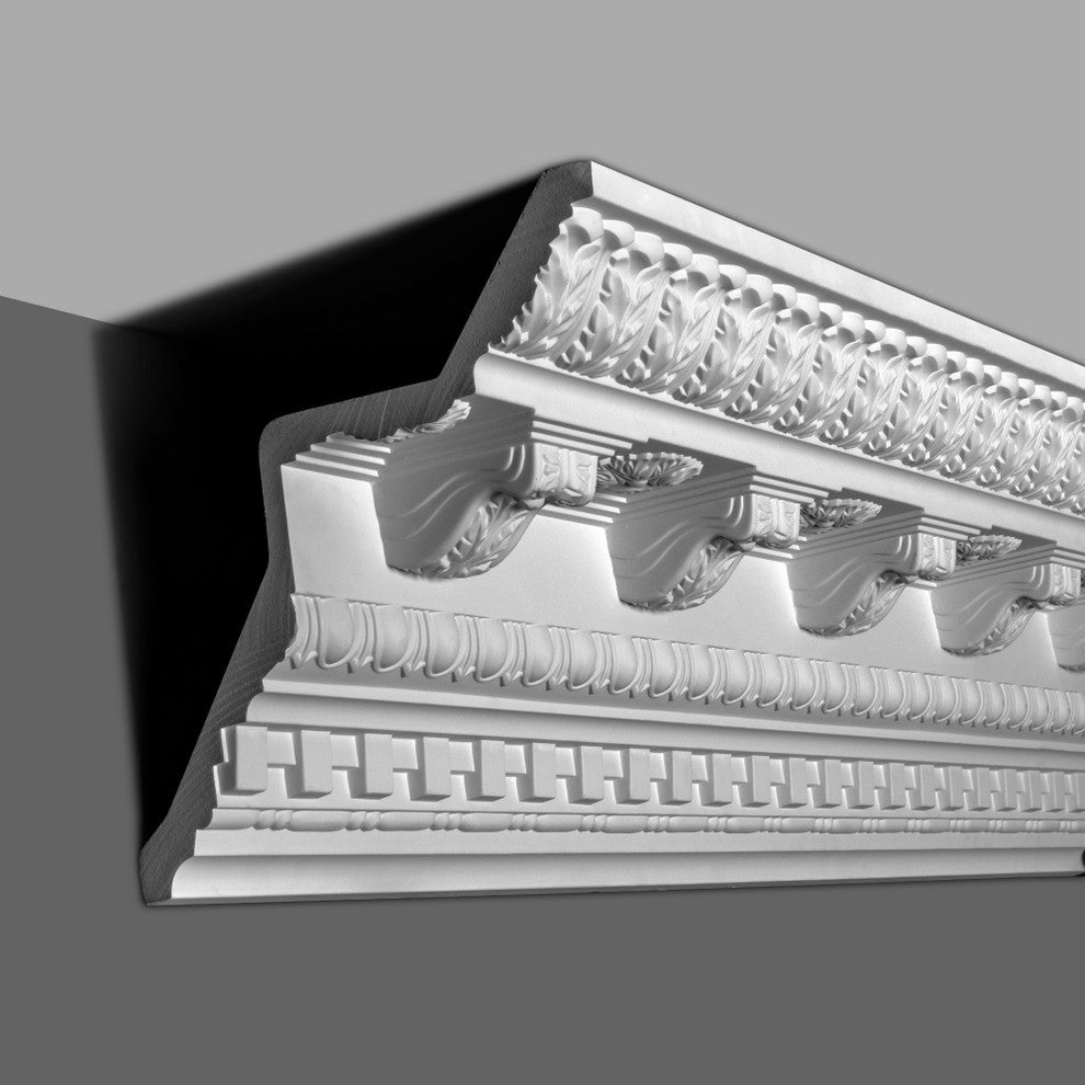 14" Face, Corbels, Dentil and Egg and Dart Polyurethane Crown Moulding, 2-Pack