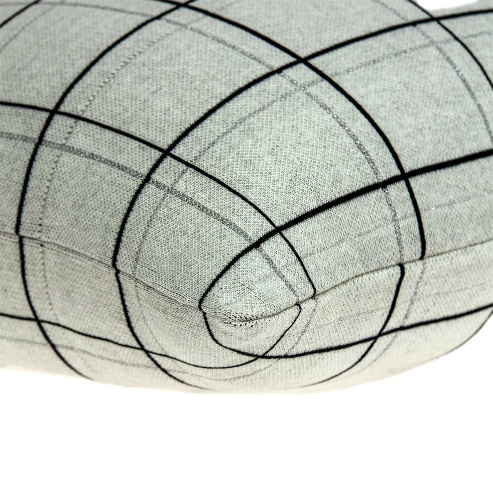 HomeRoots Large Scale Tan and Grey Plaid Cotton Accent Pillow Cover