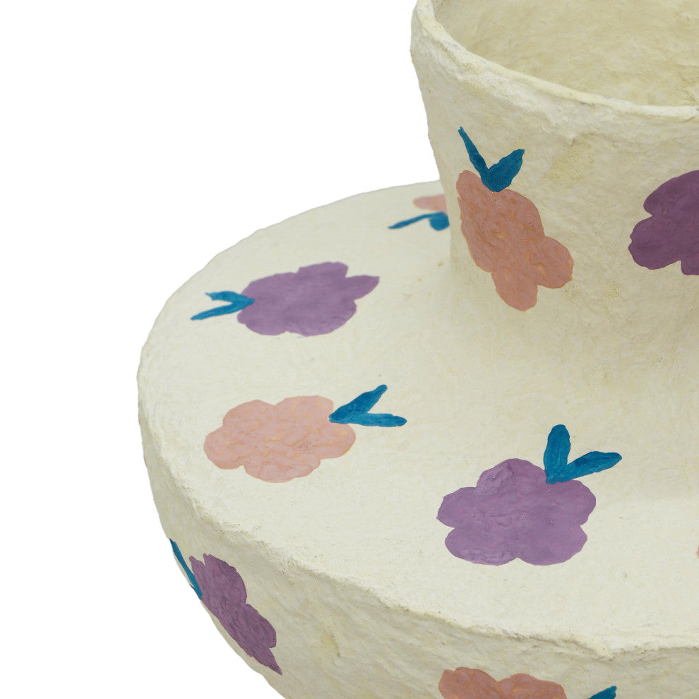 Cotton Mache Vase, Spring Blossoms