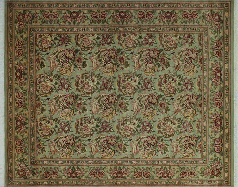 Pak-Persian Basarabian Light Green Rug, 7'11x8'2