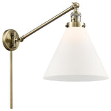 X-Large Cone 1-Light Swing Arm, Antique Brass, Matte White