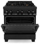 ZLINE 30" Dual Fuel Range, Black Stainless Steel With Brass Burners RAB-BR-30