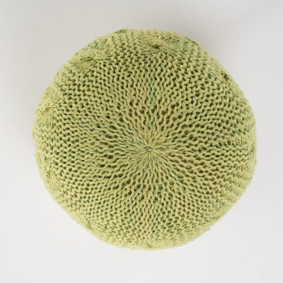 GDF Studio Ash Outdoor Handcrafted Modern Fabric Weave Pouf, Lime