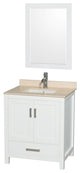 Wyndham WCS141430SWHIVUNSM24 Vanity in White with Square Sink and Ivory Marble T