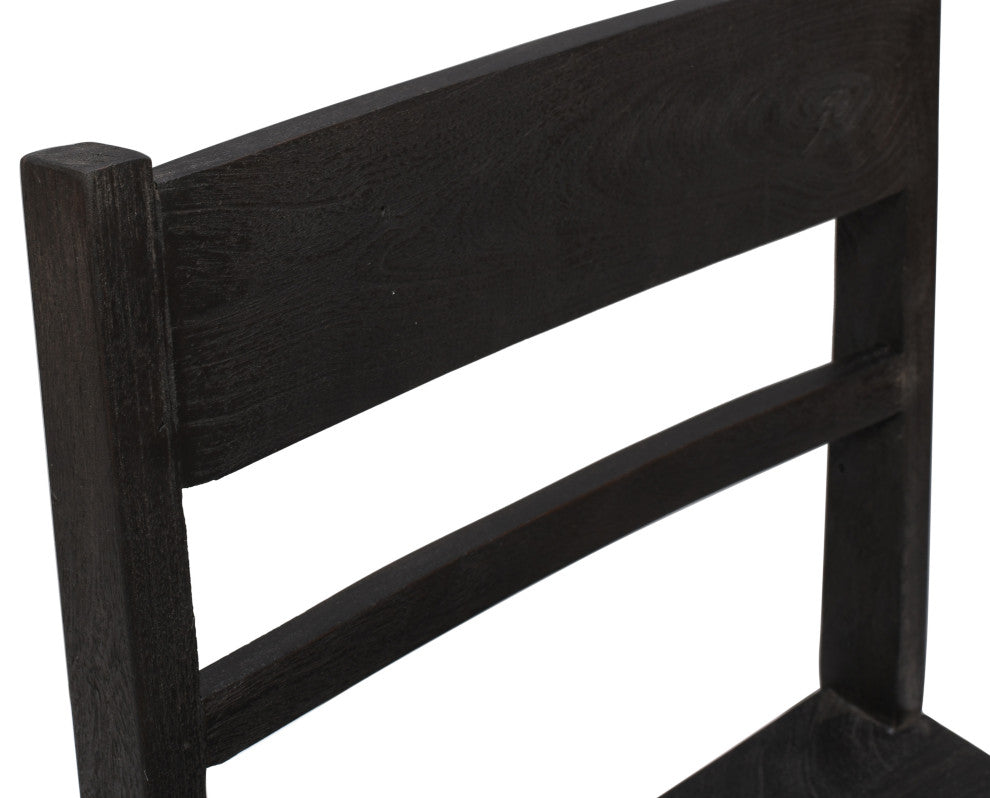 Fernious Dining Chair on Mango Solid Wood, Dark Gray Finish, Set of 2