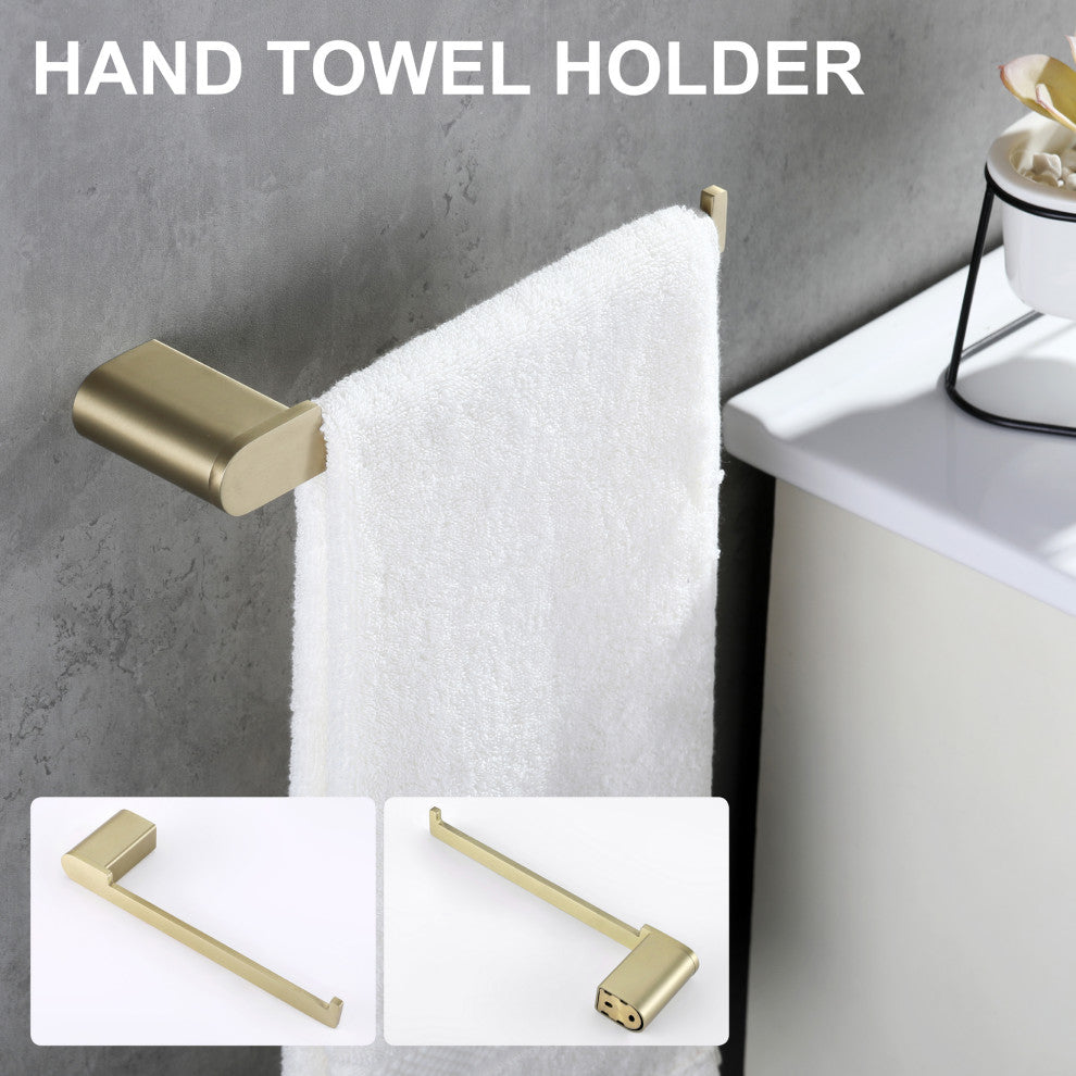4-Piece Bathroom Wall Mount Towel Rack Set, Brushed Gold