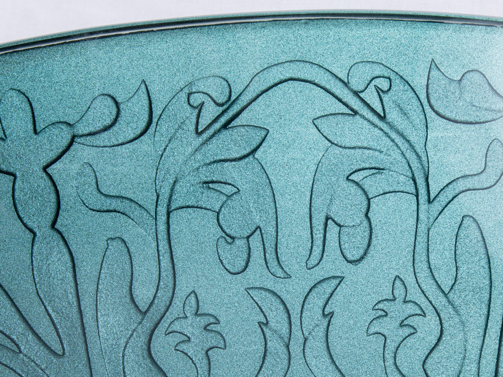 Eden Bath EB_GS03 Teal Glass Bathroom Vessel Sink with Embossed Pattern