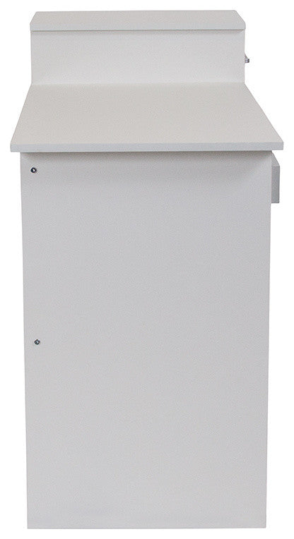 Highland Park White Computer Desk With Shelves and Drawer