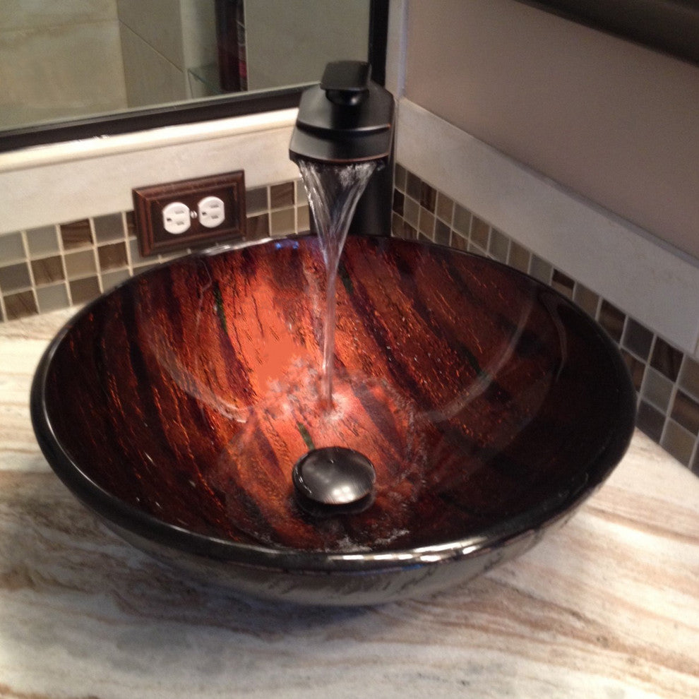 Cascade Single Lever Waterfall Vessel Faucet, GF-057 series, Oil Rubbed Bronze