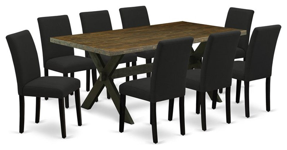 9-Piece Set, 8 Chairs and Dining Table, Black