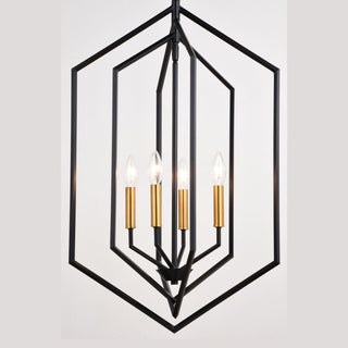 Riley 18" 4 Light Pendant Black and Satin Brass