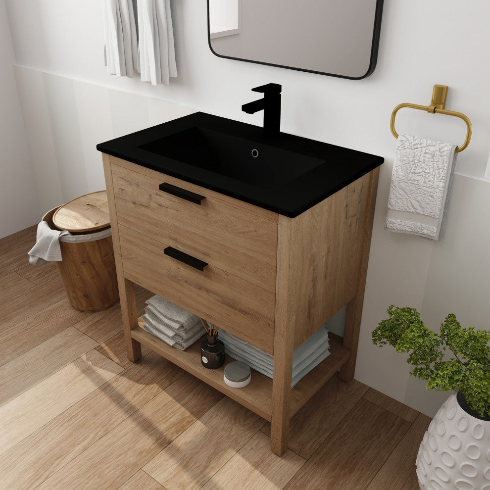 Plywood Freestanding Bath Vanity Set, Integrated Sink