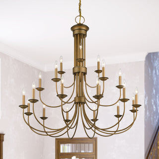 Estate 21-Light Antique Gold Leaf Extra Large Chandelier