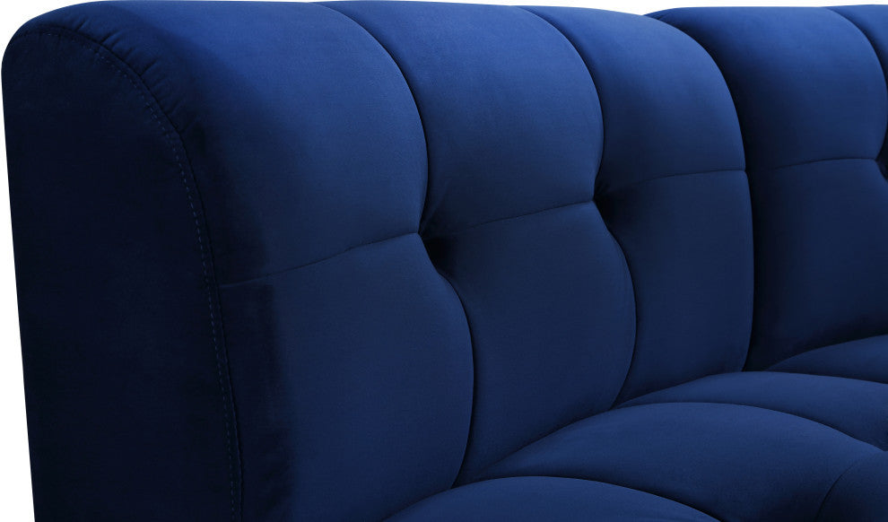 Limitless Velvet Upholstered 9-Piece Modular Sectional, Navy
