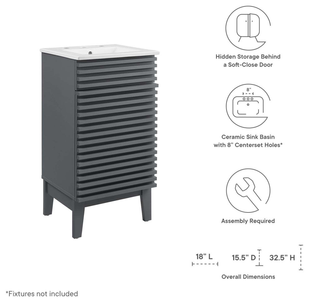 Render 18" Bathroom Vanity Cabinet, Gray White