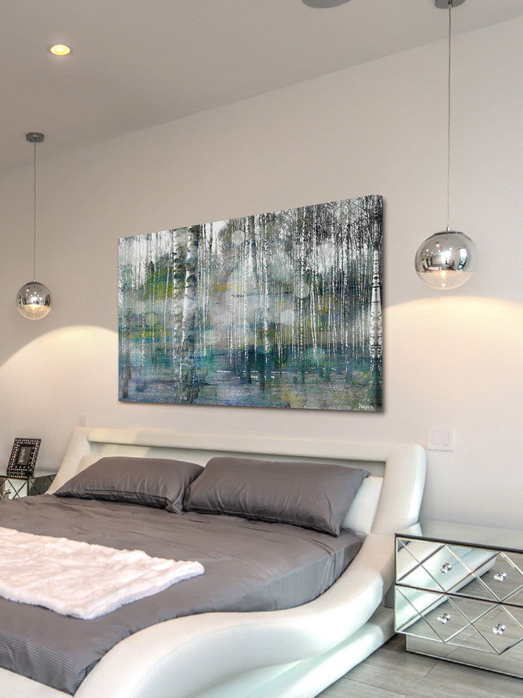 "Tree Trunk Lights" Painting Print on Wrapped Canvas, 30"x20"