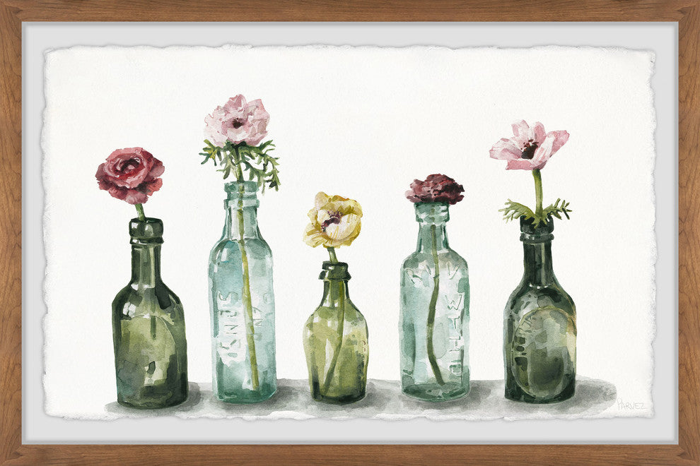 "Flower in a Bottle" Framed Painting Print, 30"x20"
