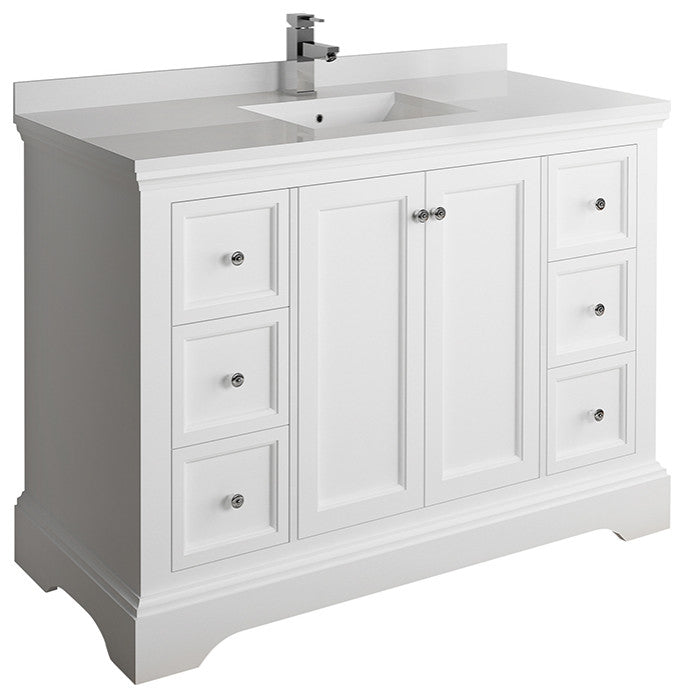 Fresca Windsor 48" Matte White Cabinet With Top and Sink