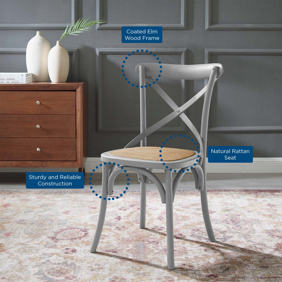 Side Dining Chair, Wood, Gray, Modern, Cafe Bistro Restaurant Hospitality