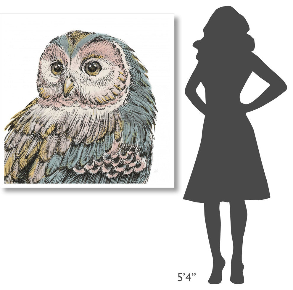 "Beautiful Owls I Pastel Crop" Digital Paper Print by Daphne Brissonnet, 42"x42"