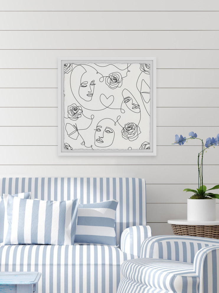 "Flowers and Faces" Framed Painting Print, 12x12