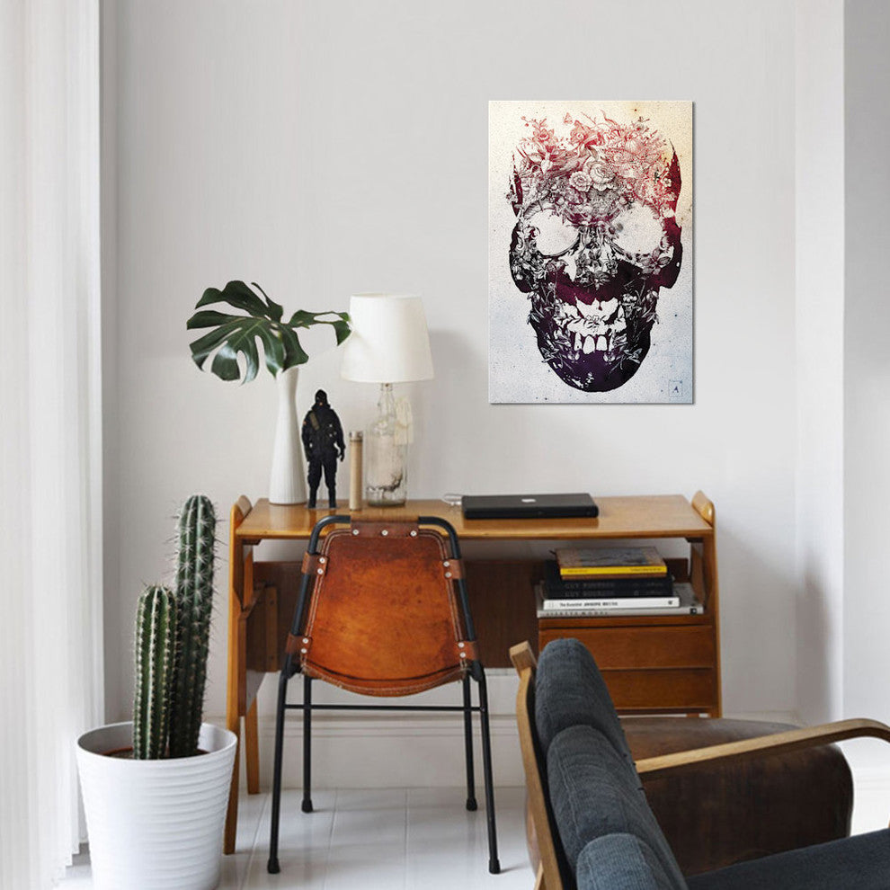 "Floral Skull" by Ali Gulec, Canvas Print, 26"x18"