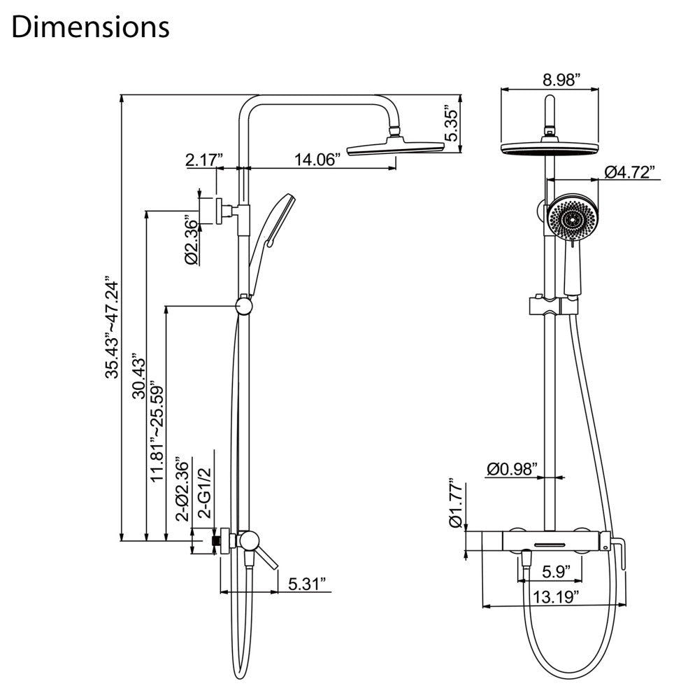 Trendy Design Multi-Function Complete Shower System With Rough-in Valve, Matte B