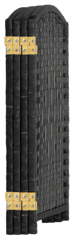 2 ft. Short Diamond Weave Fiber Room Divider Black 4 Panel