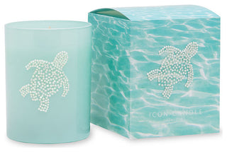 Blue Glass Icon Candle, Sea Turtle