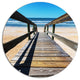 Long Boardwalk Into Blue Seashore, Seashore Disc Metal Artwork, 11"