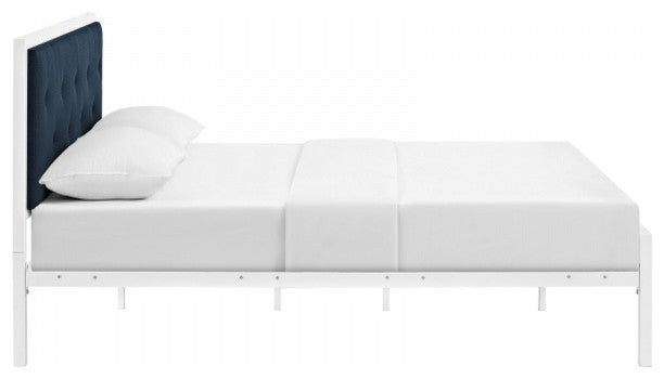 Lottie Full Fabric Bed, White Azure