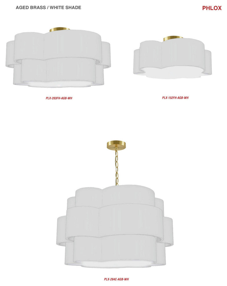Dainolite PLX-284C-AGB-WH 4 Light Chandelier, Aged Brass