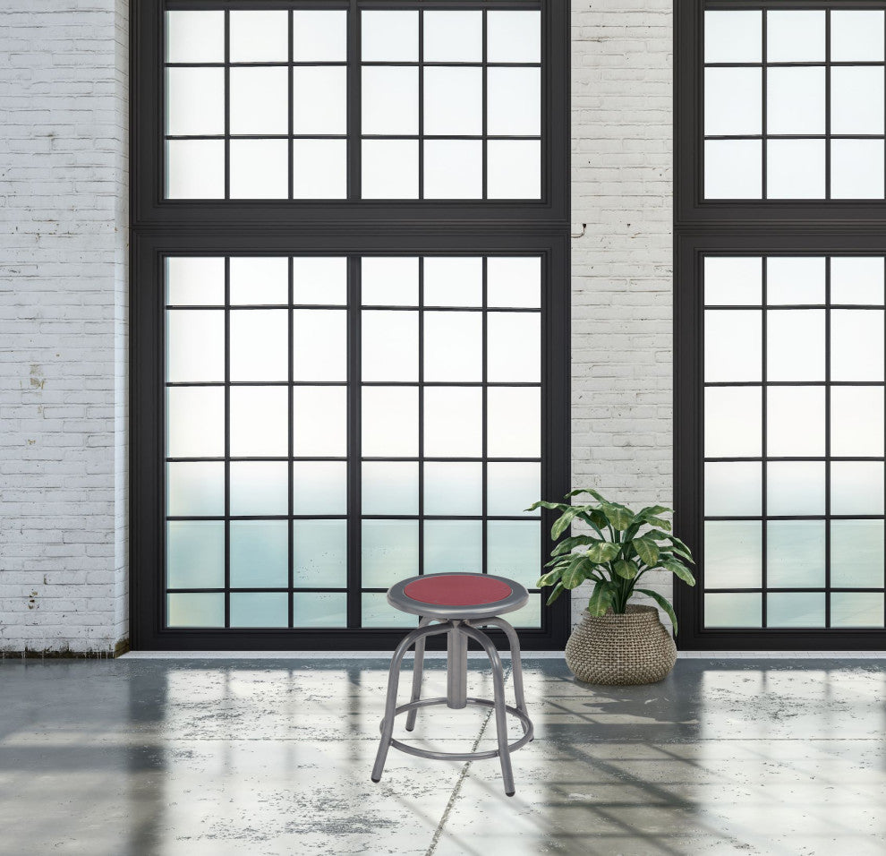 NPS 18-24" Height Adjustable Swivel Stool, Grey Frame, Burgundy Seat