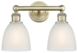 Castile 2-Light 15" Bath Vanity Light, Antique Brass Finish, White Shade