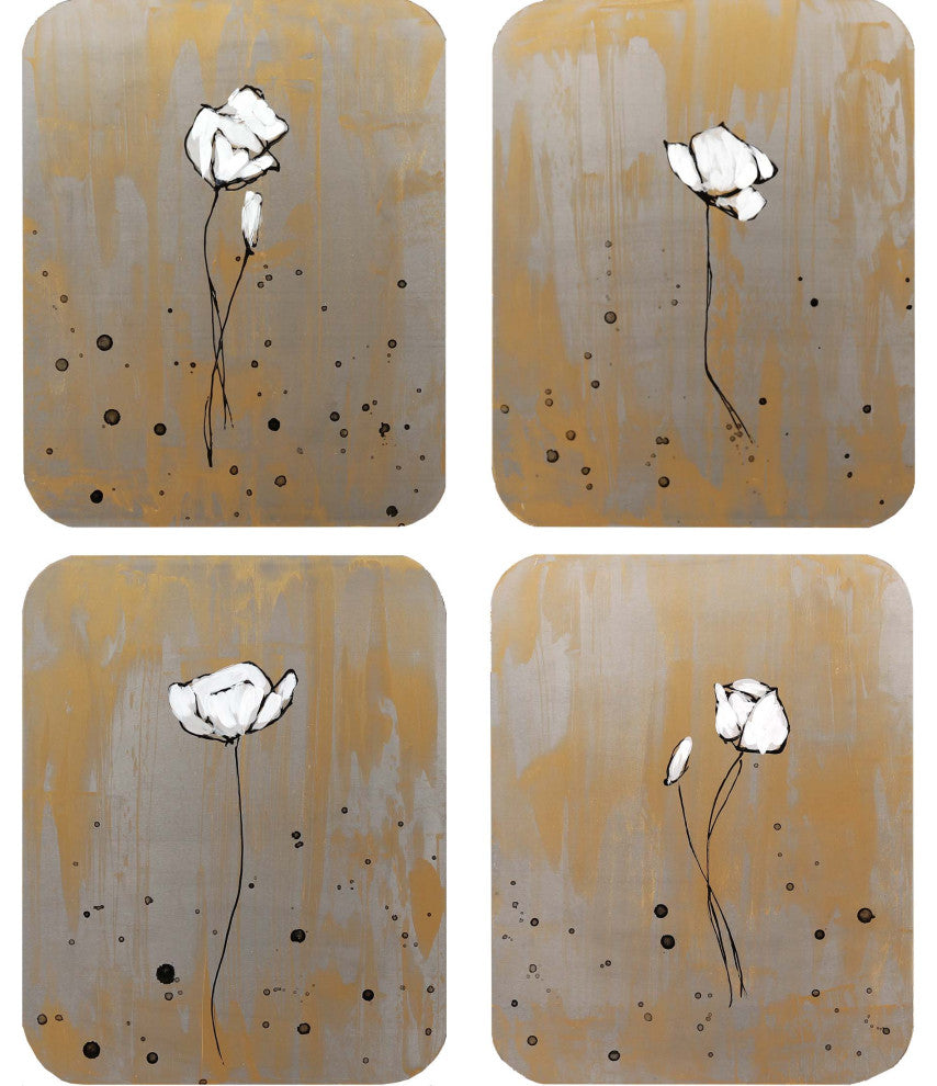 Poppy Pleasure, Set of 4, Metallic